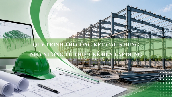 Quy trình thi công kết cấu khung nhà xưởng từ thiết kế đến lắp dựng